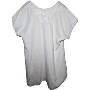 Vtg 1980s Chemise Slip Nightgown Edwardian‎ Prairie Farmhouse Cotton Lace Size M